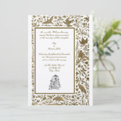  legant Indian Birds Border 1608 Wedding Kaart (Staand voorkant)