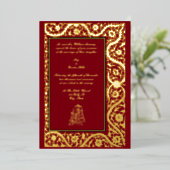  legant Indian Mughal 1608 Wedding Folie Uitnodiging (Staand Voorkant)