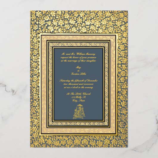 legant Indian Mughal Wedding Folie Uitnodiging (Voorkant)