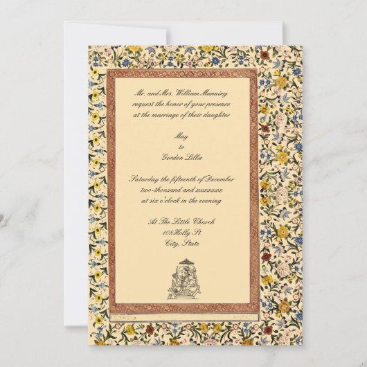  legant Indische Floral Wedding Kaart (Voorkant)