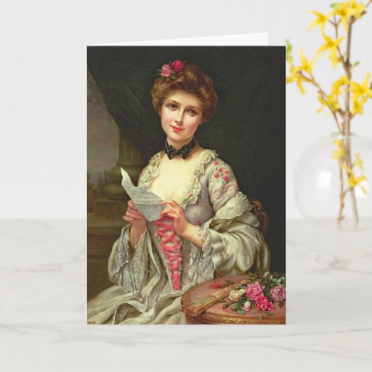  legant Lady & Bouquet van Rozen Kaart (Gele Bloem)