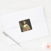  legant Lady & Bouquet van Rozen Vierkante Sticker (Envelop)