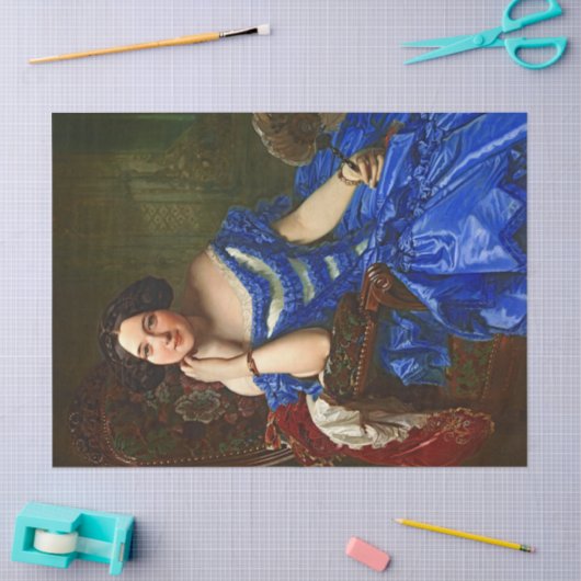 legant Lady in Blue Dress-ontkoppeling Tissuepapier (Craft)