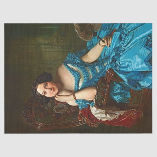 legant Lady in Blue Green Dress-ontkoppeling Tissuepapier (Voorkant)
