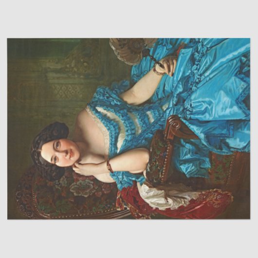 legant Lady in Blue Green Dress-ontkoppeling Tissuepapier (Voorkant)