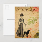  legant Lady Walting haar poedle Dog French Briefkaart (Voorkant / Achterkant)