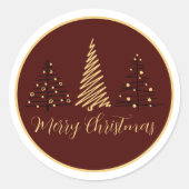 legant Merry Christmas Tree Design | Holiday Stick Ronde Sticker (Voorkant)