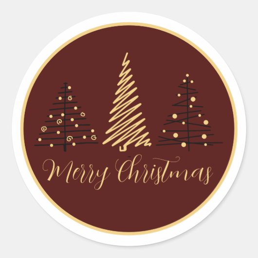 legant Merry Christmas Tree Design | Holiday Stick Ronde Sticker (Voorkant)