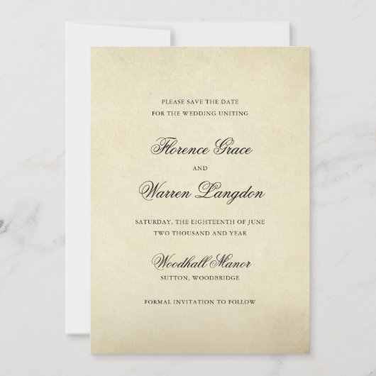  legant niet-fotoofficieel huwelijk save the date (Voorkant)