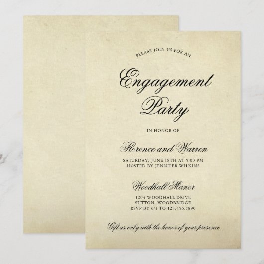  legant partij voor formele verbintenissen kaart (Voorkant / Achterkant)