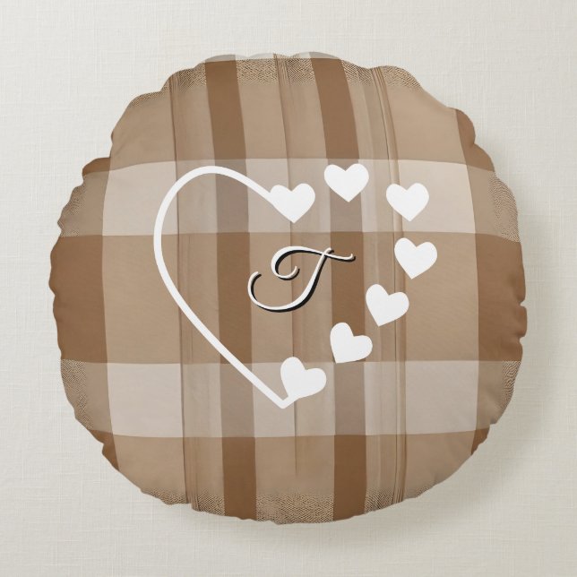 legant Plaid Herfst Thanksgiving Rond Kussen (Voorkant)