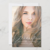 Legant Script Blush Photo Graduparty Kaart (Voorkant)