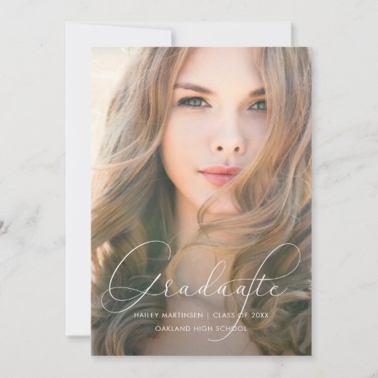 Legant Script Blush Photo Graduparty Kaart (Voorkant)