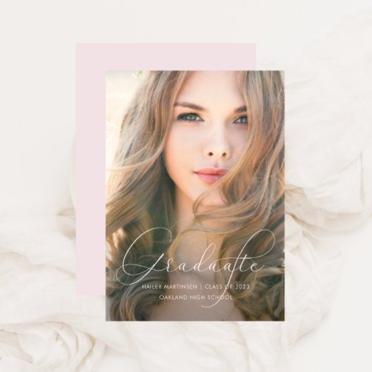 Legant Script Blush Photo Graduparty Kaart
