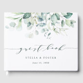 Legant Script Green Foliage Weduwnaar Guest Book Gastenboek (Voorkant)