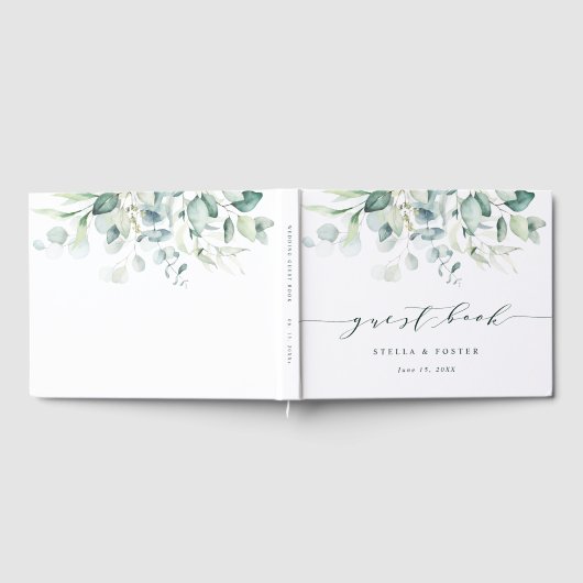 Legant Script Green Foliage Weduwnaar Guest Book Gastenboek (Volledig)