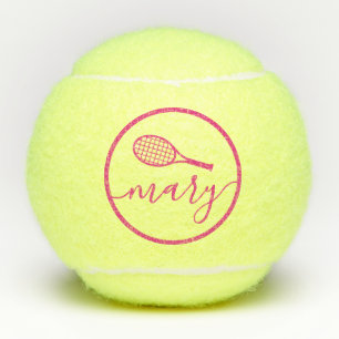 Legant Script-naam roze gepersonaliseerd  Tennisballen