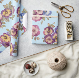legant Vintage Pansy Floral Wrapping Paper Roll Cadeaupapier
