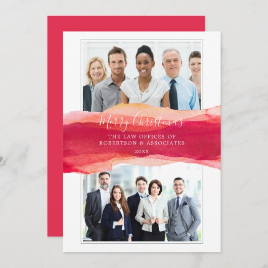 legant Waterverf Merry kerst Corporate Aankondiging (Voorkant / Achterkant)