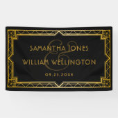  legante Art Deco Black Gold Wedding Banner (Horizontaal)