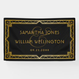 legante Art Deco Black Gold Wedding Banner