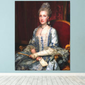 legante dame blauw kant Zijde Canvas Afdruk (Insitu (Houten vloer))