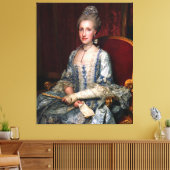 legante dame blauw kant Zijde Canvas Afdruk (Insitu (Woonkamer))