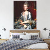 legante dame blauw kant Zijde Canvas Afdruk (Insitu (Slaapkamer))