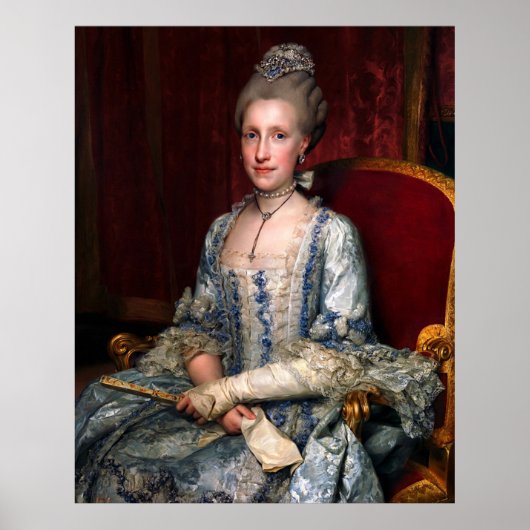  legante dame blauw kant Zijde Poster (Voorkant)