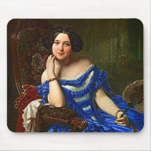 legante dame in blauw dress muismat
