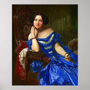  legante dame in blauw dress poster