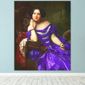  legante dame in blauw Violet Dress Canvas Afdruk (Insitu (Houten vloer))