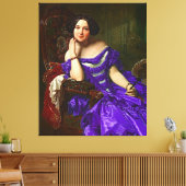  legante dame in blauw Violet Dress Canvas Afdruk (Insitu (Woonkamer))