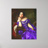  legante dame in blauw Violet Dress Canvas Afdruk (Voorkant)