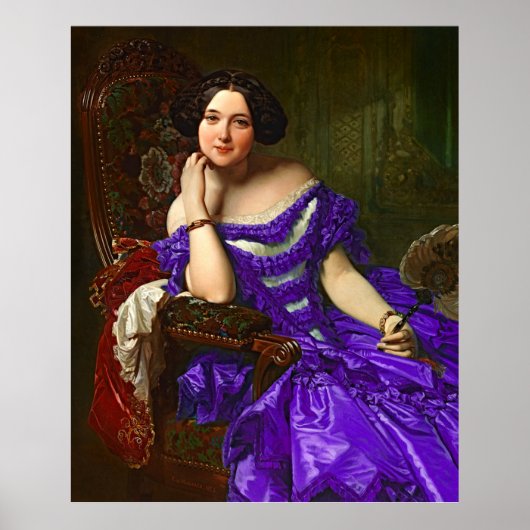  legante dame in blauw Violet Dress Poster (Voorkant)