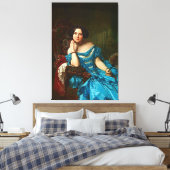 legante dame in blauwe groene dress canvas afdruk (Insitu (Slaapkamer))