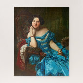  legante dame in blauwe groene dress legpuzzel (Verticaal)