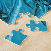  legante dame in blauwe groene dress legpuzzel (Zijkant)