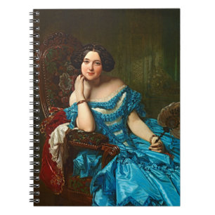 legante dame in blauwe groene dress notitieboek