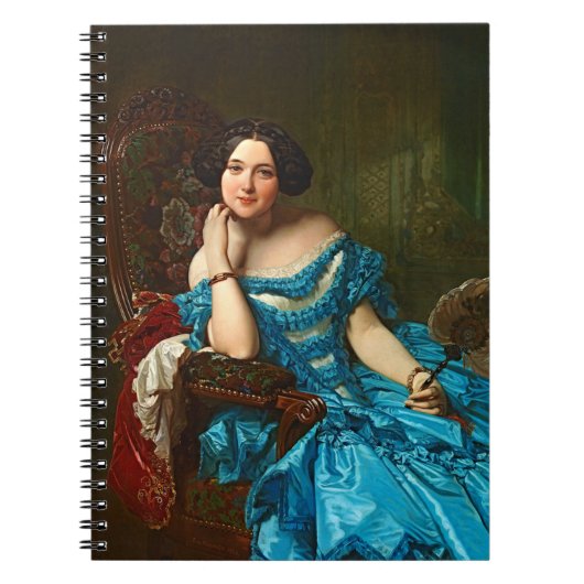 legante dame in blauwe groene dress notitieboek (Voorkant)