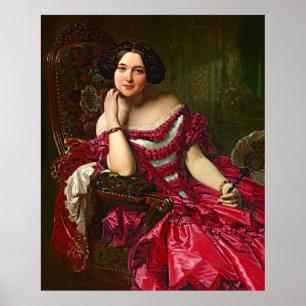 legante dame in de Rode Dress Poster
