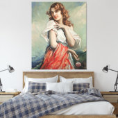  legante dame met een ventilator canvas afdruk (Insitu (Slaapkamer))