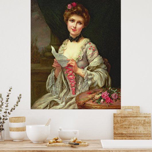 legante dame met Rozen Poster (Keuken)