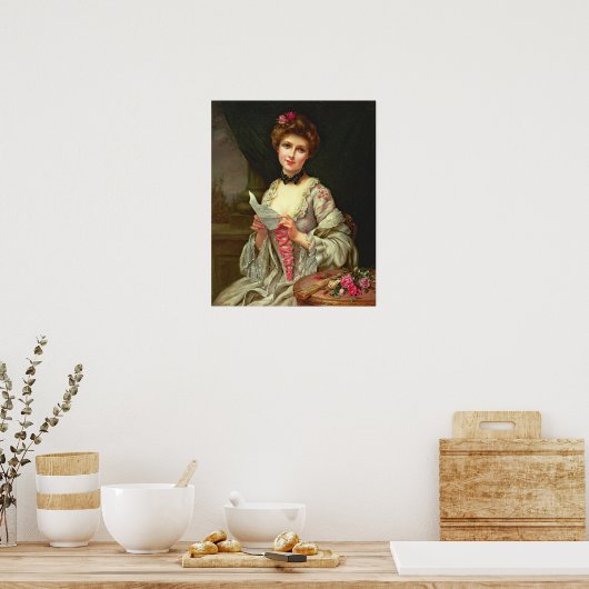 legante dame met Rozen Poster (Keuken)