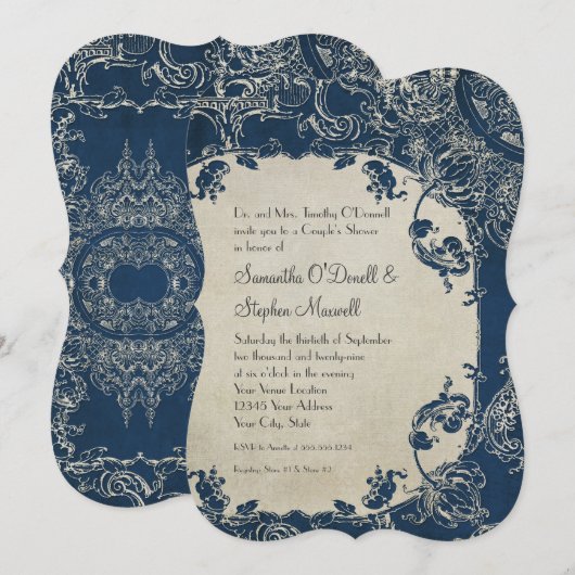  legante paren schotelToile Floral Damask Kaart (Voorkant / Achterkant)