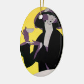  legante vrouw Drink middag Tea Party Keramisch Ornament (Links)