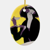  legante vrouw Drink middag Tea Party Keramisch Ornament (Voorkant)