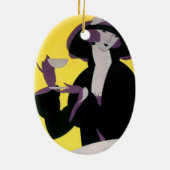  legante vrouw Drink middag Tea Party Keramisch Ornament (Achterkant)