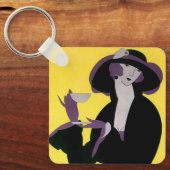  legante vrouw Drink middag Tea Party Sleutelhanger (Voorkant)