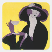  legante vrouw Drink middag Tea Party Vierkante Sticker (Voorkant)